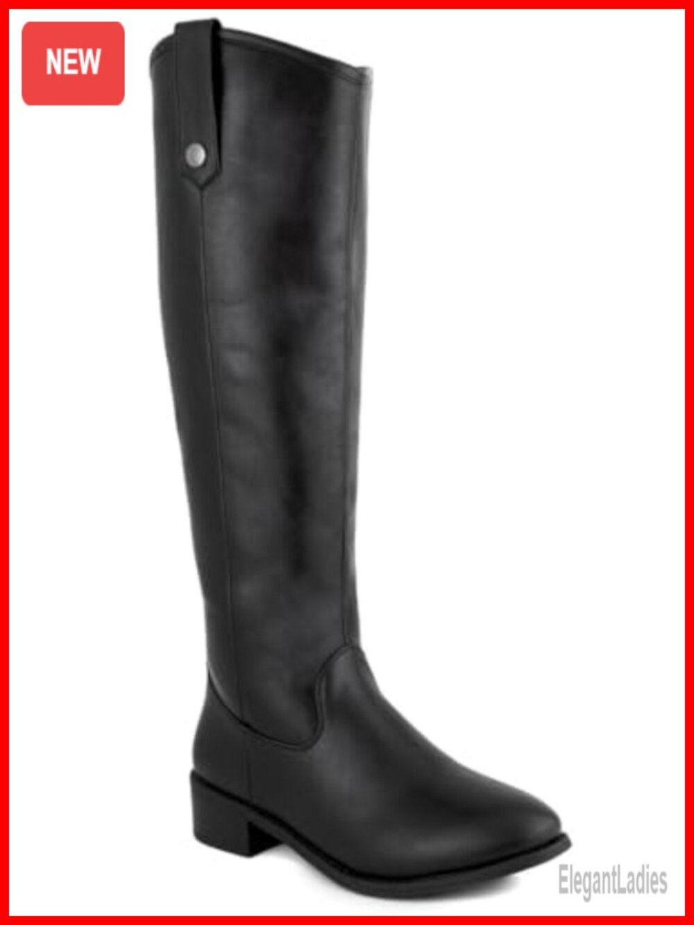 Faux Leather Knee High Riding Boots Wide Calf Zip